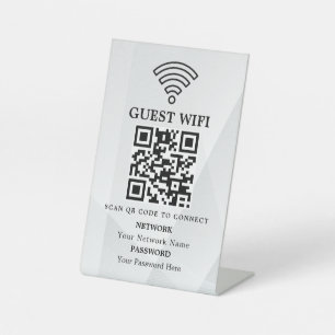 Business Wifi Network QR Code Personalized Pedestal Sign