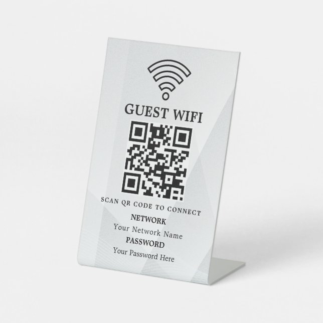Business Wifi Network QR Code Personalized Pedestal Sign (Front)