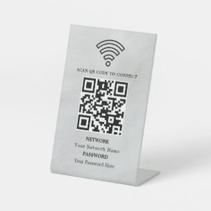 Business Wifi Network QR Code Personalized Pedestal Sign