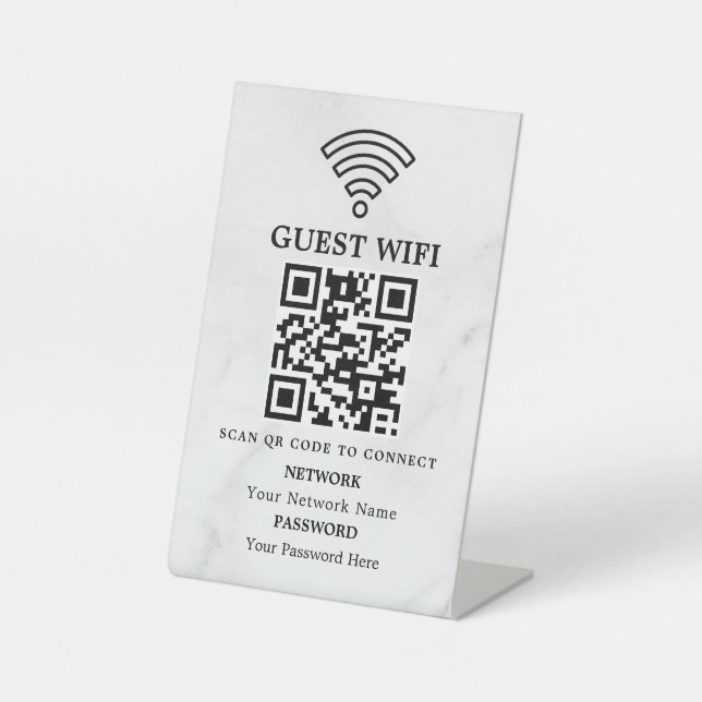 Business Wifi Network QR Code Personalized Pedestal Sign (Front)