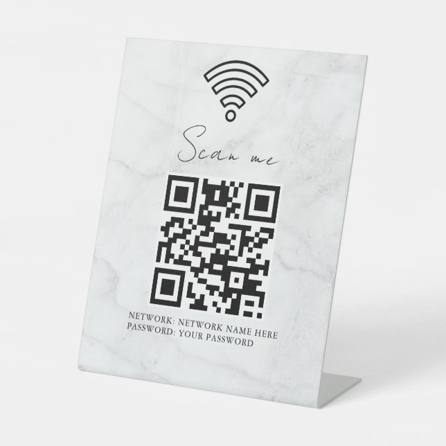 Business Wifi Network QR Code Personalized Pedestal Sign (Front)