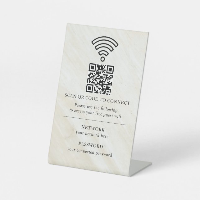 Business Wifi Network QR Code Personalized Pedestal Sign (Front)