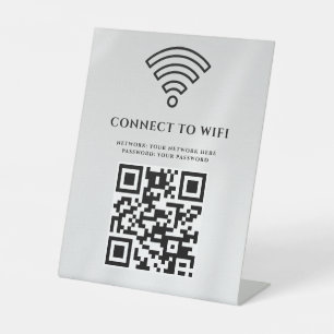 Business Wifi Network QR Code Personalized Pedestal Sign