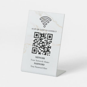 Business Wifi Network QR Code Personalized Pedestal Sign