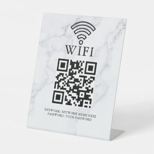 Business Wifi Network QR Code Personalized Pedestal Sign