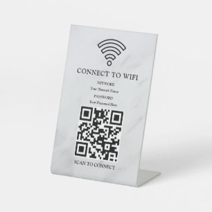 Business Wifi Network QR Code Personalized Pedestal Sign