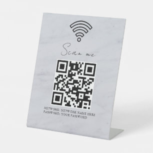 Business Wifi Network QR Code Personalized Pedestal Sign