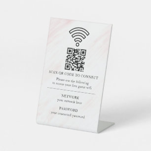Business Wifi Network QR Code Personalized Pedestal Sign