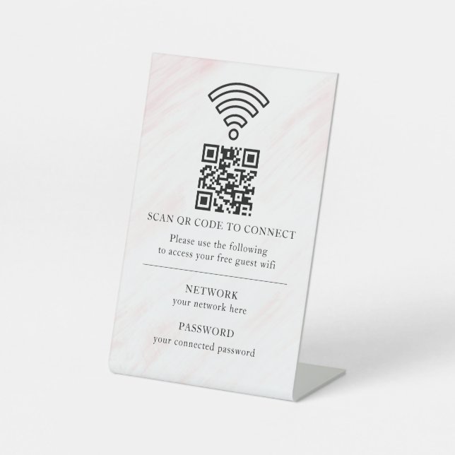 Business Wifi Network QR Code Personalized Pedestal Sign (Front)