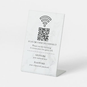 Business Wifi Network QR Code Personalized Pedestal Sign