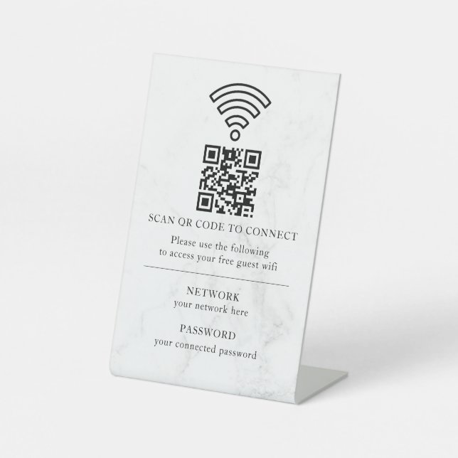 Business Wifi Network QR Code Personalized Pedestal Sign (Front)