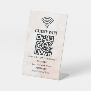 Business Wifi Network QR Code Personalized Pedestal Sign