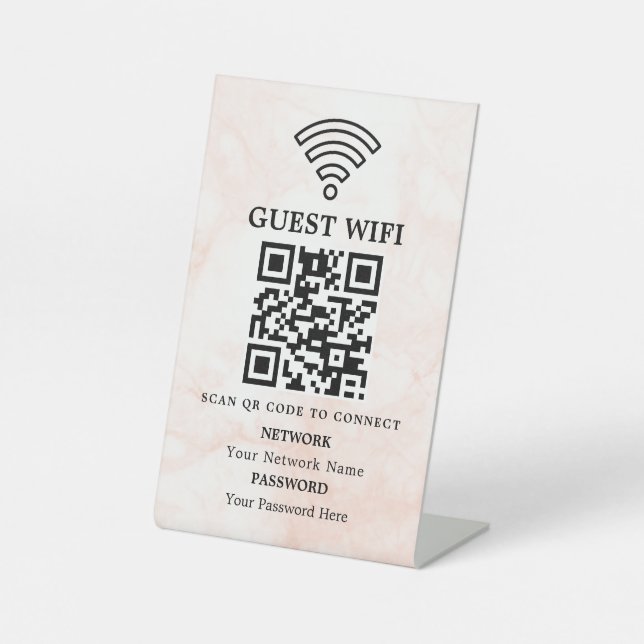 Business Wifi Network QR Code Personalized Pedestal Sign (Front)