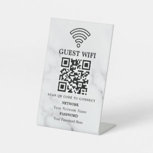 Business Wifi Network QR Code Personalized Pedestal Sign