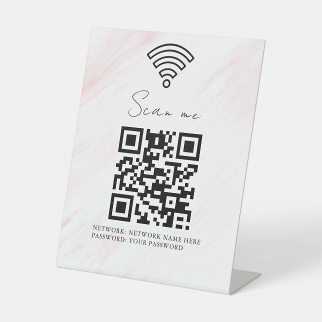 Business Wifi Network QR Code Personalized Pedestal Sign (Front)