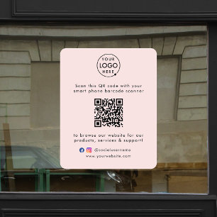Business Window Cling   QR Code Vinyl Decal Sign