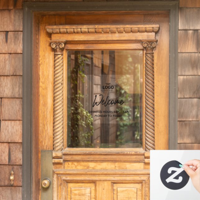 Business Window Cling with Welcome & opening hours (Home Door)