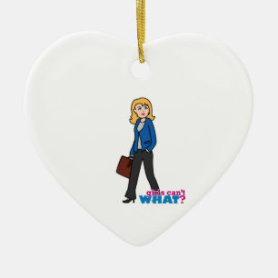 Business Woman - Light/Blonde Ceramic Ornament