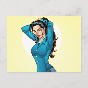 Business Woman Pulling Her Hair Up and Ready to Go Postcard