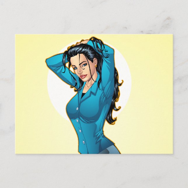 Business Woman Pulling Her Hair Up and Ready to Go Postcard (Front)