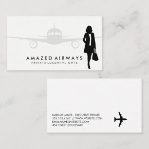 Business Woman Travelling   Airplane Card