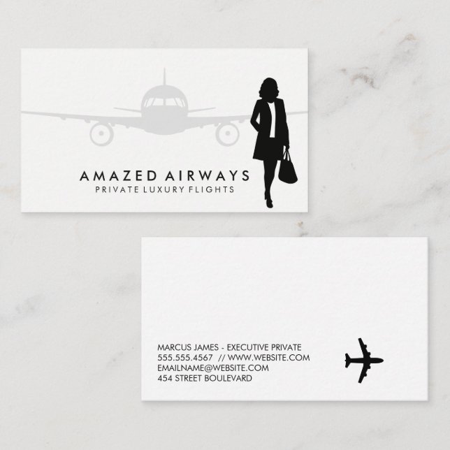 Business Woman Travelling | Airplane Card (Front/Back)