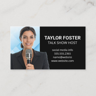 Business Woman with Microphone Card