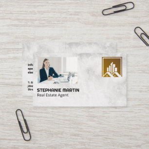 Business Woman Working   Real Estate Logo Card