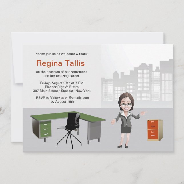 Business Woman's Retirement Party Invitation (Front)