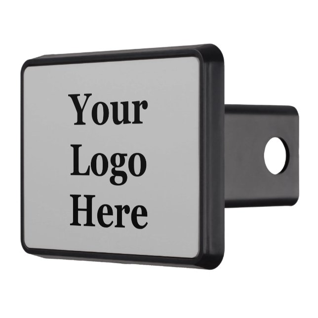 Business Your Logo Here Light Grey Template Trailer Hitch Cover (Left)