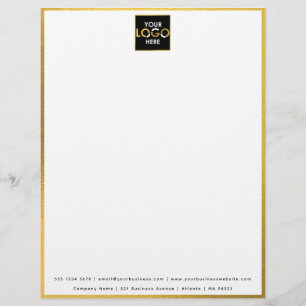 Business Your Logo Here Simple Modern Gold Border Letterhead