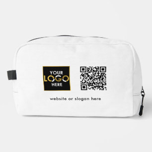Business Your Logo QR Code Text Promotional White Dopp Kit