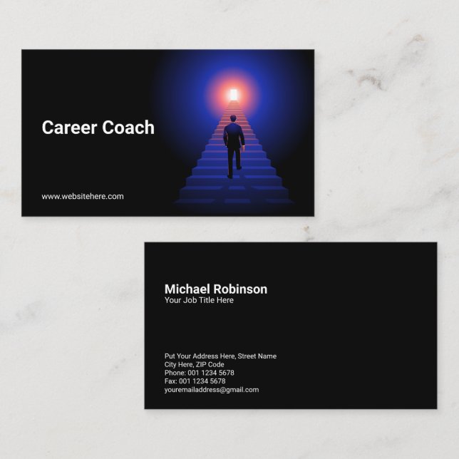 Businessman Climbing Stairs | Concept | Conceptual Business Card (Front/Back)