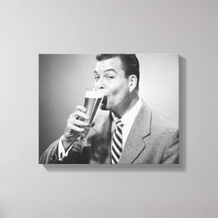 Businessman Drinking Beer Canvas Print