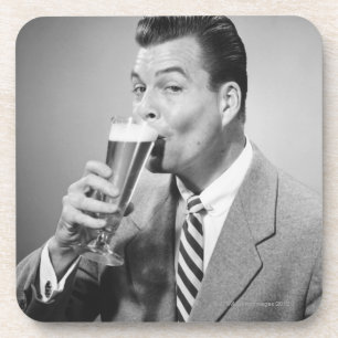 Businessman Drinking Beer Coaster