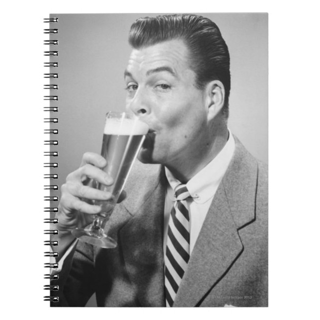 Businessman Drinking Beer Notebook (Front)