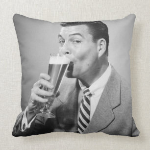 Businessman Drinking Beer Throw Pillow