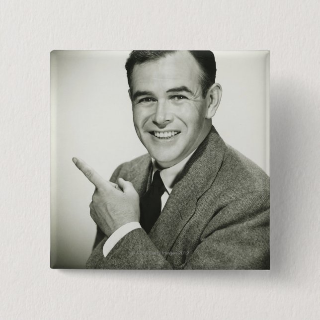 Businessman Pointing 2 Inch Square Button (Front)