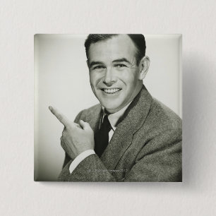 Businessman Pointing 2 Inch Square Button