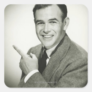 Businessman Pointing Square Sticker