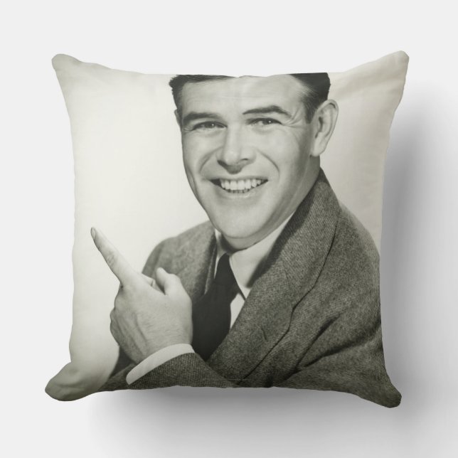 Businessman Pointing Throw Pillow (Front)