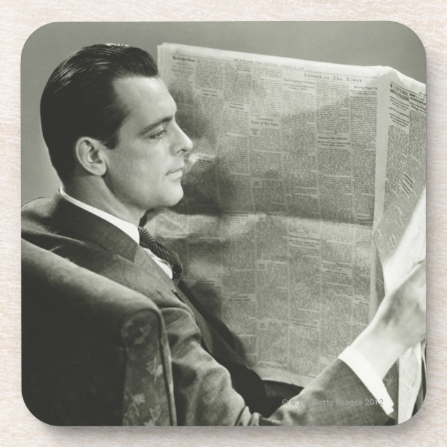 Businessman Reading the Newspaper Coaster (Front)