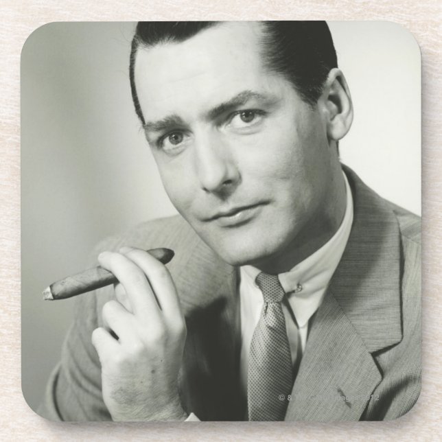 Businessman Smoking Cigar Coaster (Front)