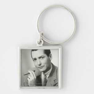 Businessman Smoking Cigar Keychain