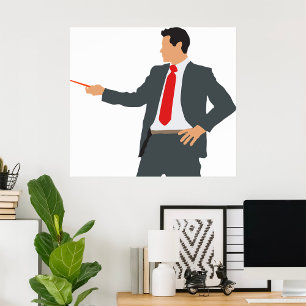 Businessman With Pointer In A Suit Poster