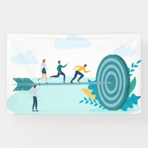 Businessmen running to the goal Banner