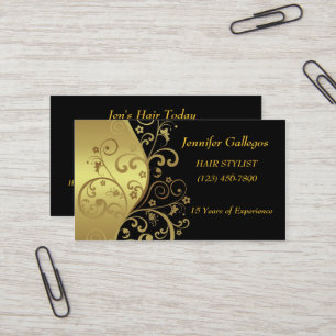 Businesss Cards--Black & Gold Swirls Business Card