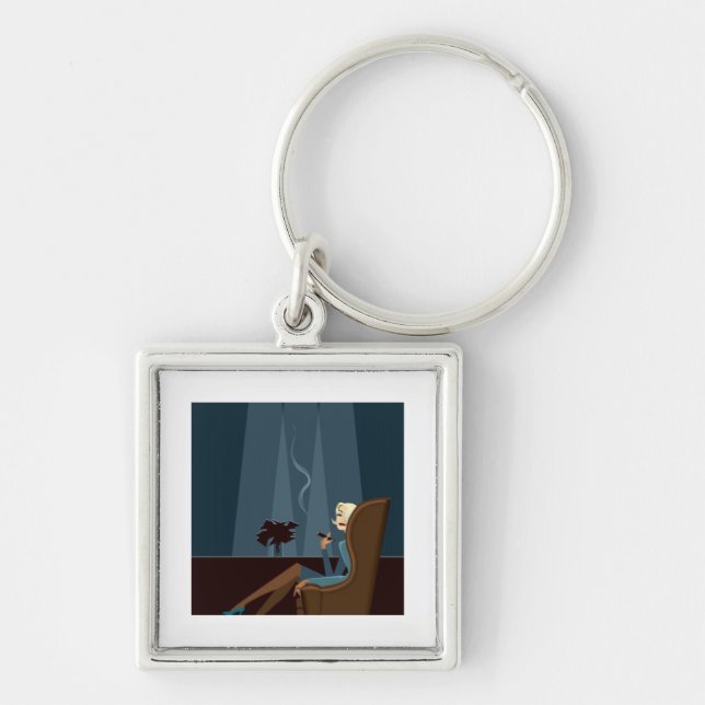 Businesswoman Smoking Cigar Keychain (Front)