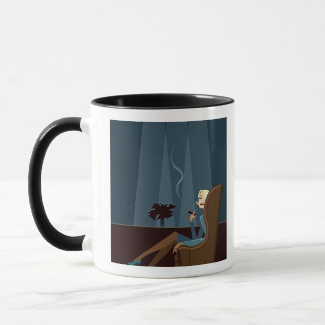 Businesswoman Smoking Cigar Mug (Left)