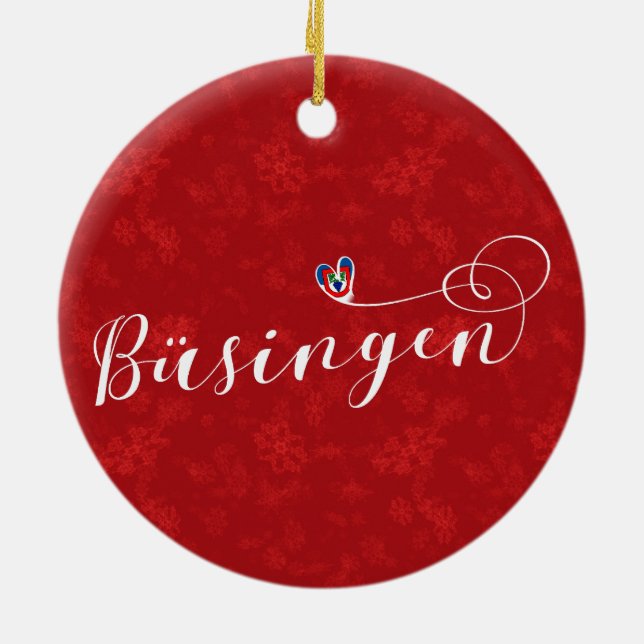 Büsingen Flag Heart, Büsingen am Hochrhein Ceramic Ornament (Back)